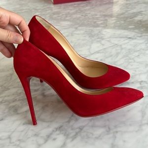Christian louboutin red suede heels size 38